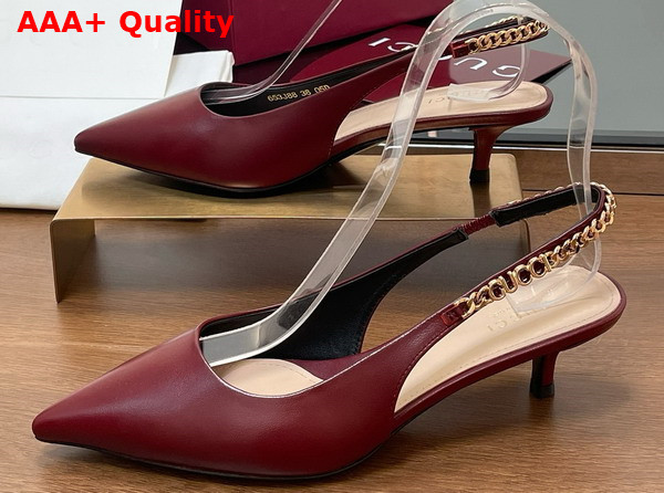 Gucci Signoria Slingback Pump in Rosso Ancora Red Leather 783832 Replica