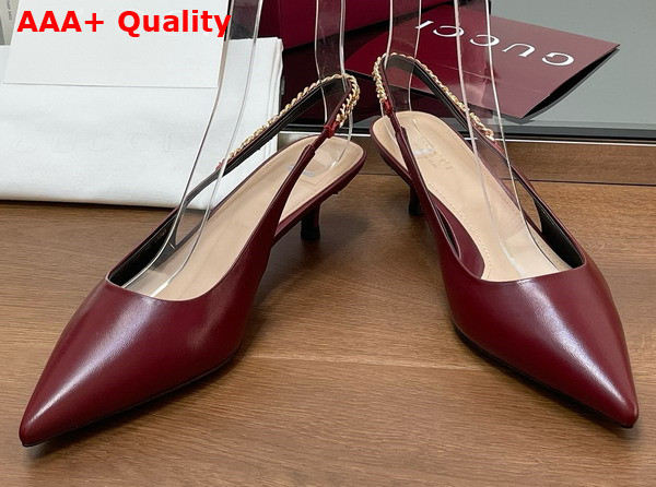 Gucci Signoria Slingback Pump in Rosso Ancora Red Leather 783832 Replica