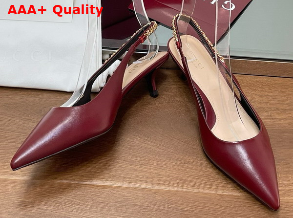 Gucci Signoria Slingback Pump in Rosso Ancora Red Leather 783832 Replica