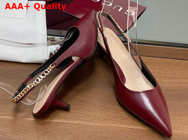 Gucci Signoria Slingback Pump in Rosso Ancora Red Leather 783832 Replica