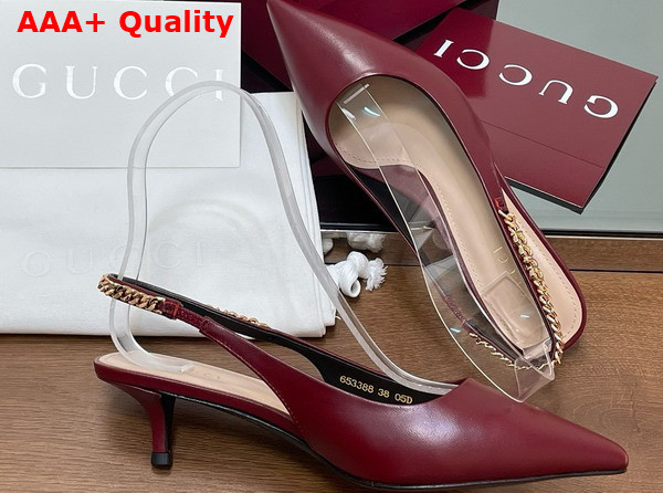 Gucci Signoria Slingback Pump in Rosso Ancora Red Leather 783832 Replica