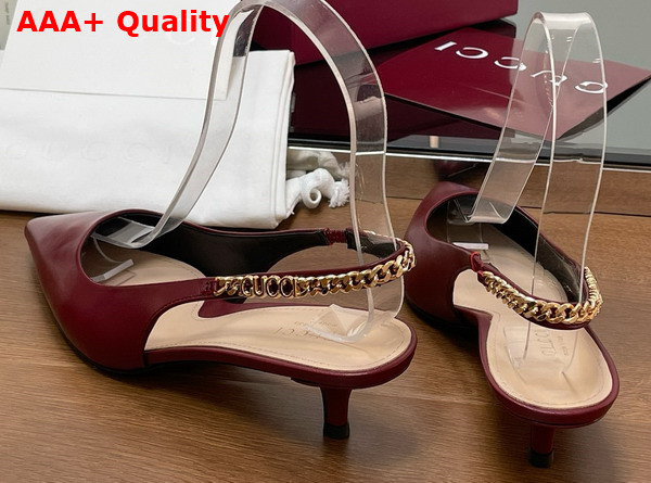 Gucci Signoria Slingback Pump in Rosso Ancora Red Leather 783832 Replica