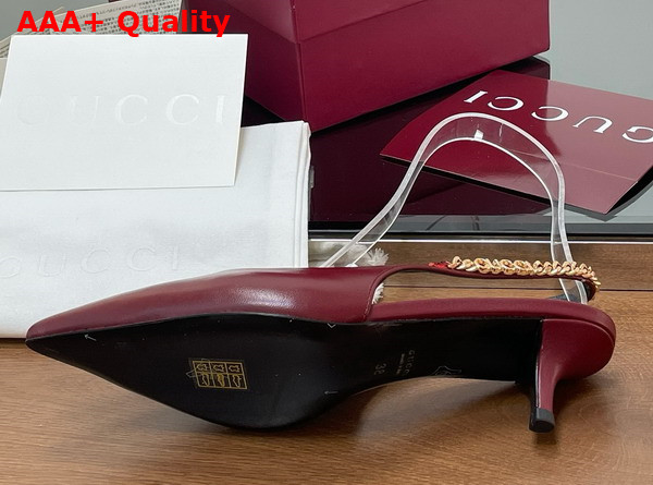 Gucci Signoria Slingback Pump in Rosso Ancora Red Leather 783832 Replica