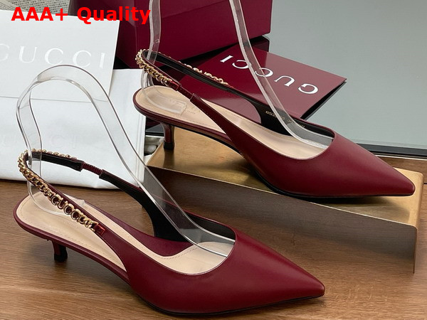 Gucci Signoria Slingback Pump in Rosso Ancora Red Leather 783832 Replica