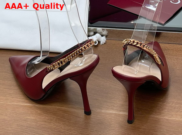 Gucci Signoria Slingback Pump in Rosso Ancora Red Leather 813001 Replica