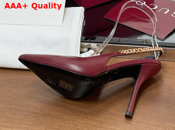 Gucci Signoria Slingback Pump in Rosso Ancora Red Leather 813001 Replica