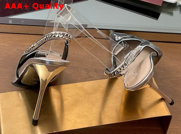 Gucci Signoria Slingback Pump in Silver Metallic Leather 812200 Replica