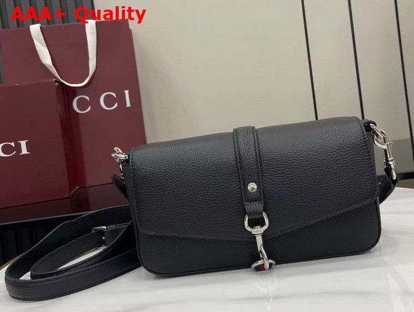 Gucci Small Crossbody Bag with Hook Closure in Black Leather 821623 Replica