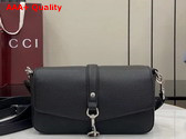 Gucci Small Crossbody Bag with Hook Closure in Black Leather 821623 Replica
