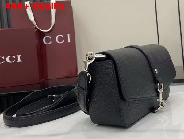 Gucci Small Crossbody Bag with Hook Closure in Black Leather 821623 Replica