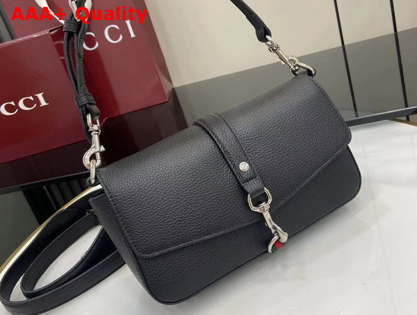 Gucci Small Crossbody Bag with Hook Closure in Black Leather 821623 Replica
