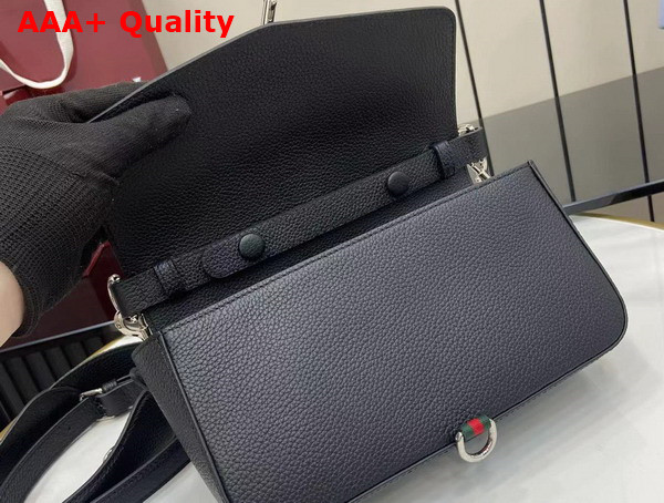Gucci Small Crossbody Bag with Hook Closure in Black Leather 821623 Replica