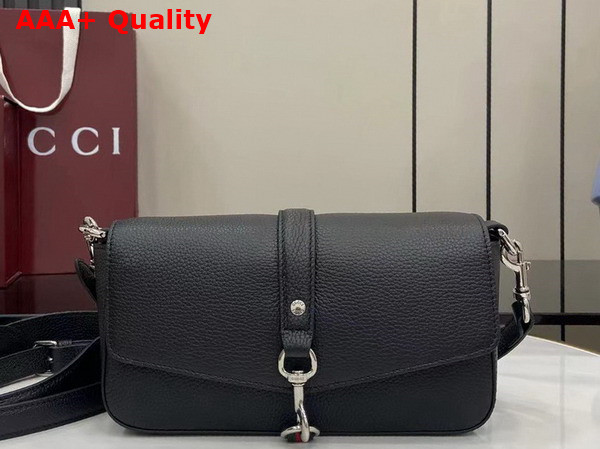 Gucci Small Crossbody Bag with Hook Closure in Black Leather 821623 Replica