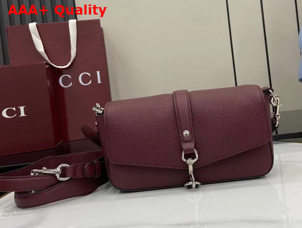 Gucci Small Crossbody Bag with Hook Closure in Rosso Ancora Red Leather 821623 Replica