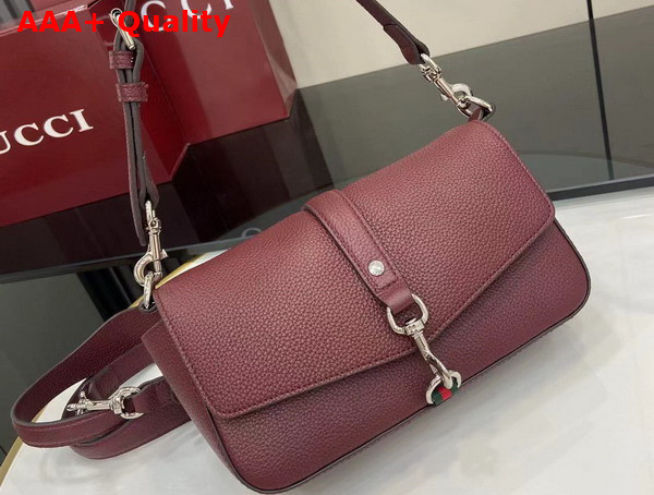 Gucci Small Crossbody Bag with Hook Closure in Rosso Ancora Red Leather 821623 Replica