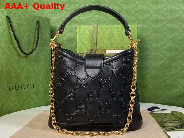 Gucci Small GG Shoulder Bag in Black Leather 675788 Replica