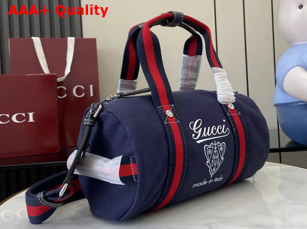 Gucci Small Printed Canvas Duffle Bag in Dark Blue Canvas 816865 Replica