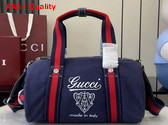 Gucci Small Printed Canvas Duffle Bag in Dark Blue Canvas 816865 Replica