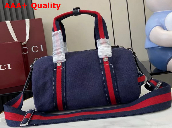 Gucci Small Printed Canvas Duffle Bag in Dark Blue Canvas 816865 Replica
