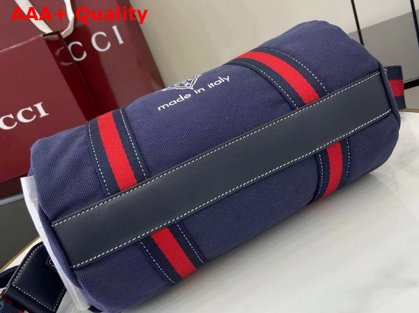 Gucci Small Printed Canvas Duffle Bag in Dark Blue Canvas 816865 Replica