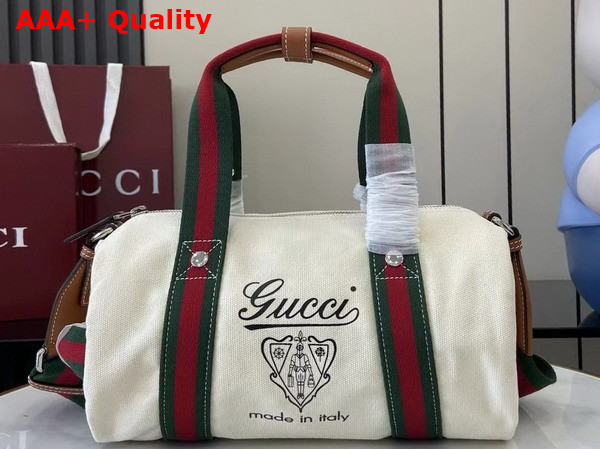 Gucci Small Printed Canvas Duffle Bag in Off White Canvas 816865 Replica