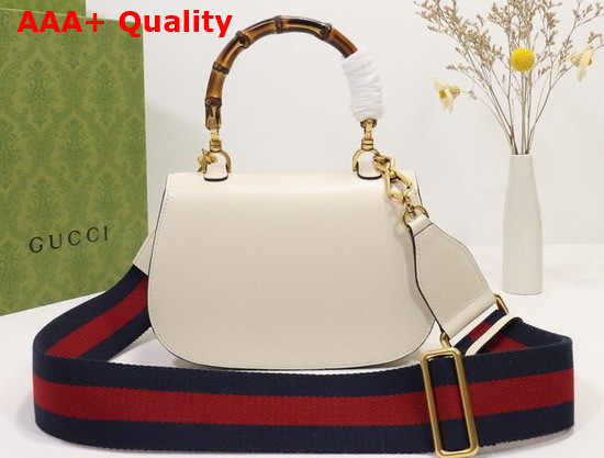 Gucci Small Top Handle Bag with Bamboo White Leather 675797 Replica