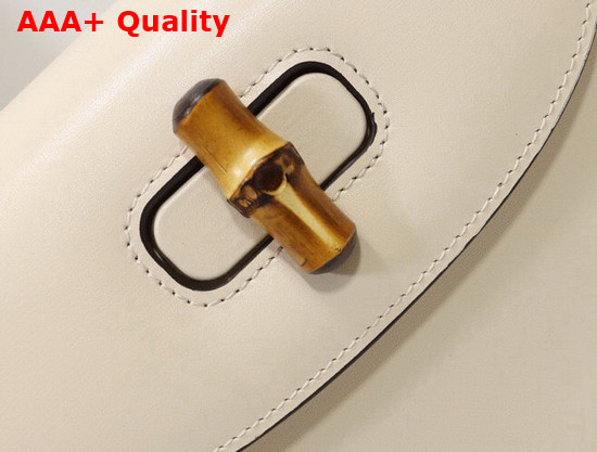 Gucci Small Top Handle Bag with Bamboo White Leather 675797 Replica