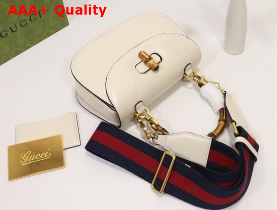 Gucci Small Top Handle Bag with Bamboo White Leather 675797 Replica