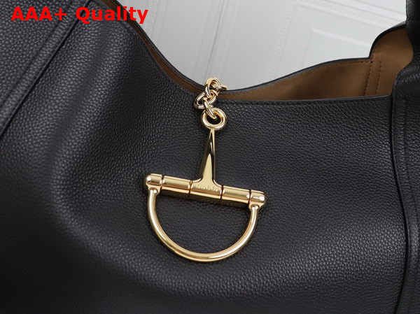 Gucci Softbit Maxi Shoulder Bag in Black Grainy Leather 837466 Replica