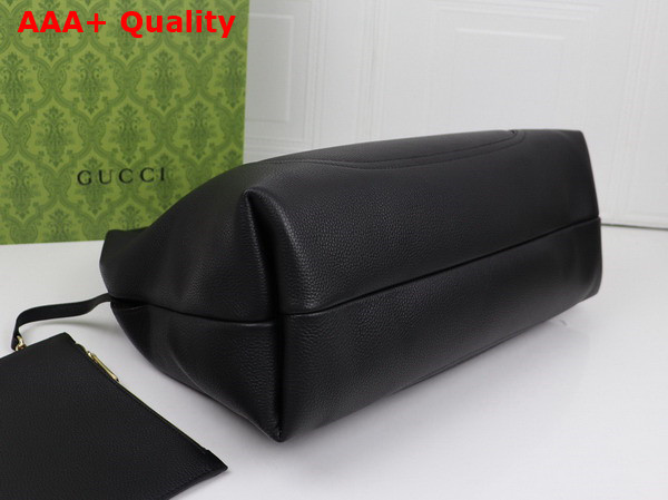 Gucci Softbit Maxi Shoulder Bag in Black Grainy Leather 837466 Replica
