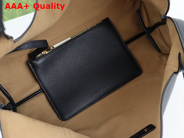 Gucci Softbit Maxi Shoulder Bag in Black Grainy Leather 837466 Replica