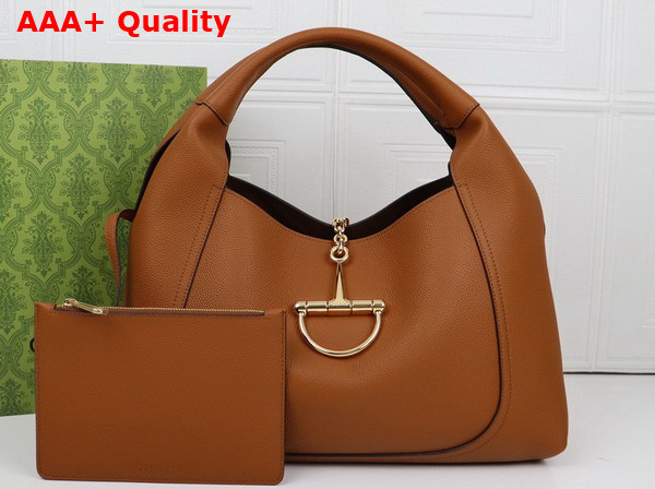 Gucci Softbit Maxi Shoulder Bag in Brown Grainy Leather 837466 Replica
