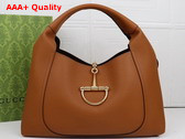 Gucci Softbit Maxi Shoulder Bag in Brown Grainy Leather 837466 Replica