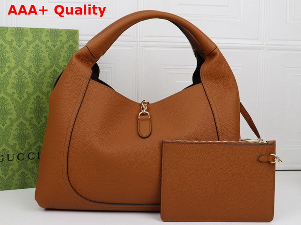 Gucci Softbit Maxi Shoulder Bag in Brown Grainy Leather 837466 Replica