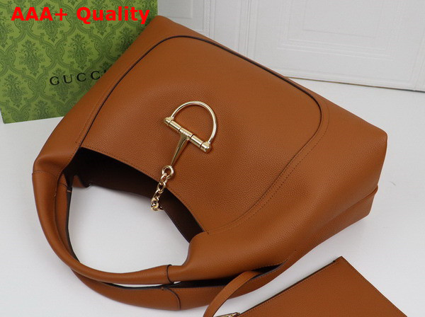 Gucci Softbit Maxi Shoulder Bag in Brown Grainy Leather 837466 Replica