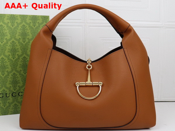 Gucci Softbit Maxi Shoulder Bag in Brown Grainy Leather 837466 Replica