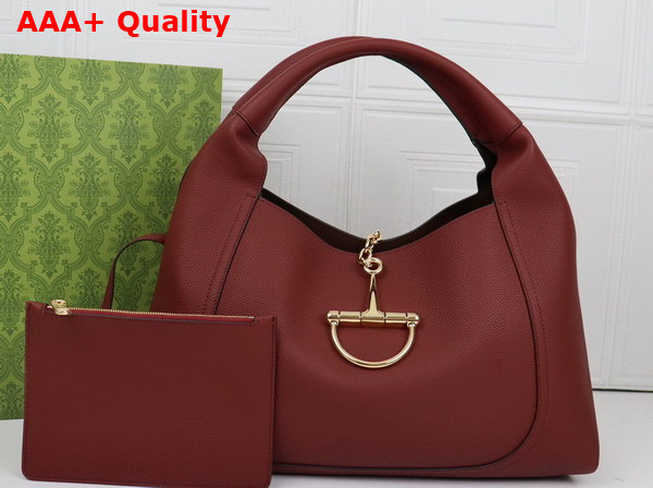 Gucci Softbit Maxi Shoulder Bag in Rosso Ancora Red Grainy Leather 837466 Replica