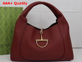 Gucci Softbit Maxi Shoulder Bag in Rosso Ancora Red Grainy Leather 837466 Replica