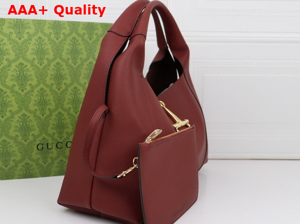 Gucci Softbit Maxi Shoulder Bag in Rosso Ancora Red Grainy Leather 837466 Replica