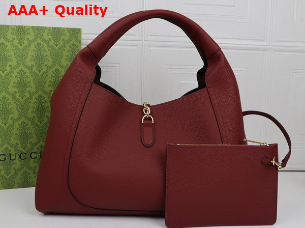 Gucci Softbit Maxi Shoulder Bag in Rosso Ancora Red Grainy Leather 837466 Replica