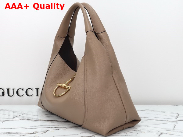 Gucci Softbit Maxi Shoulder Bag in Taupe Leather 837466 Replica