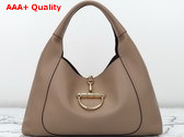 Gucci Softbit Maxi Shoulder Bag in Taupe Leather 837466 Replica