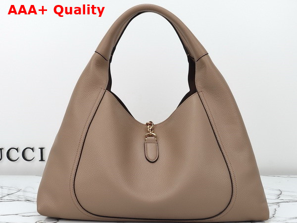Gucci Softbit Maxi Shoulder Bag in Taupe Leather 837466 Replica