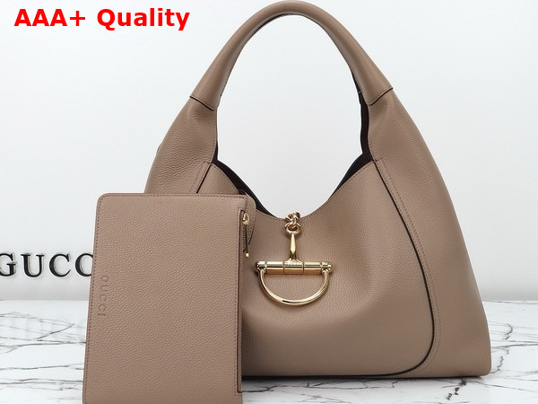 Gucci Softbit Maxi Shoulder Bag in Taupe Leather 837466 Replica