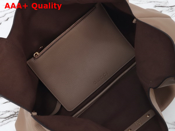 Gucci Softbit Maxi Shoulder Bag in Taupe Leather 837466 Replica