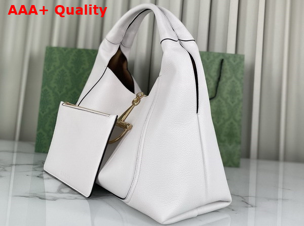 Gucci Softbit Maxi Shoulder Bag in White Grainy Leather 837466 Replica