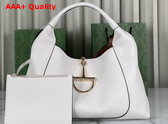 Gucci Softbit Maxi Shoulder Bag in White Grainy Leather 837466 Replica