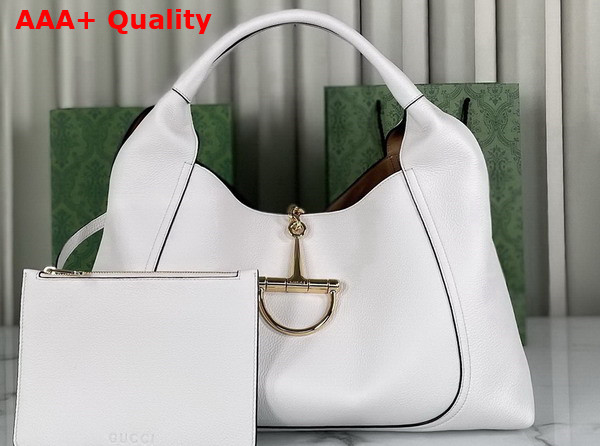 Gucci Softbit Maxi Shoulder Bag in White Grainy Leather 837466 Replica