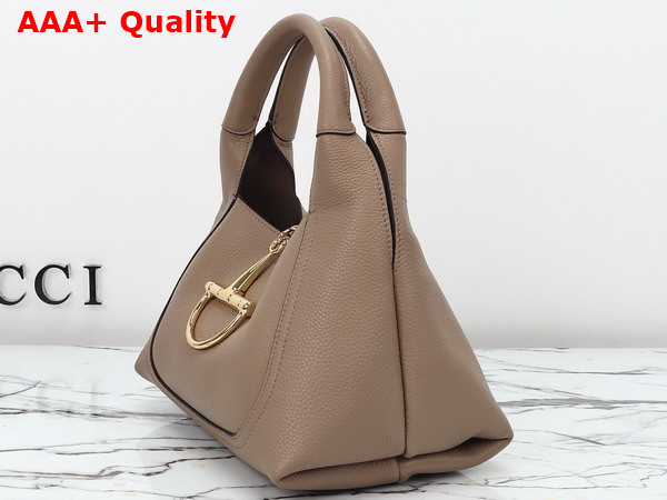 Gucci Softbit Medium Top Handle Bag in Taupe Grainy Leather 837467 Replica