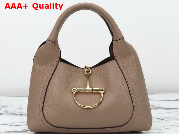 Gucci Softbit Medium Top Handle Bag in Taupe Grainy Leather 837467 Replica